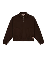 Half Zip Collared Sweatshirt - Brown 1