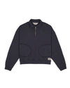 Half Zip Collared Sweatshirt - Washed Black