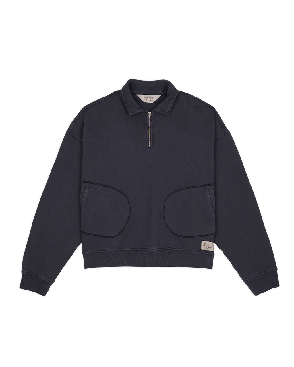 Half Zip Collared Sweatshirt - Washed Black