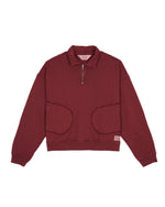 Half Zip Collared Sweatshirt - Wine 1