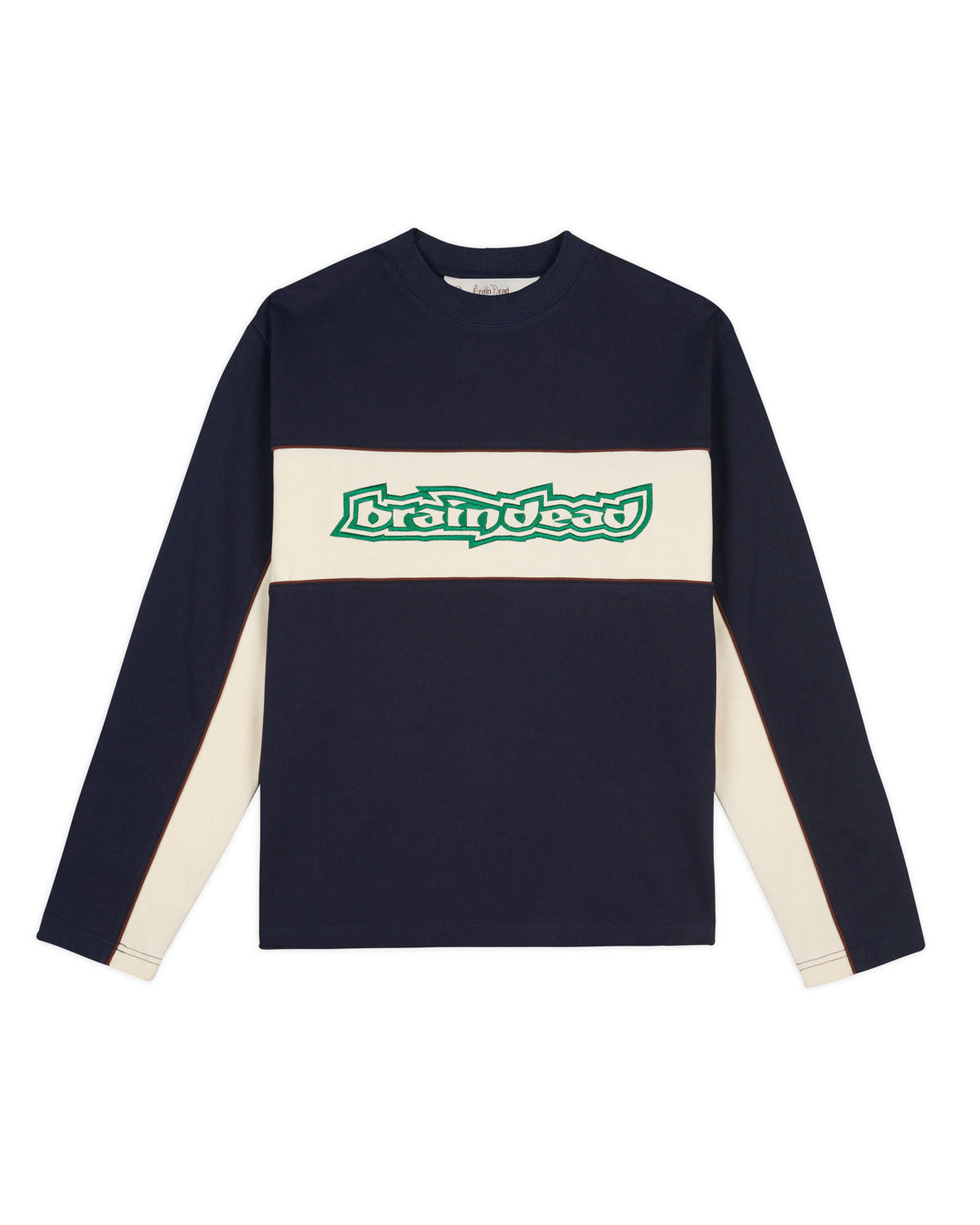 Heavyweight Paneled Long Sleeve Shirt - Navy – Brain Dead