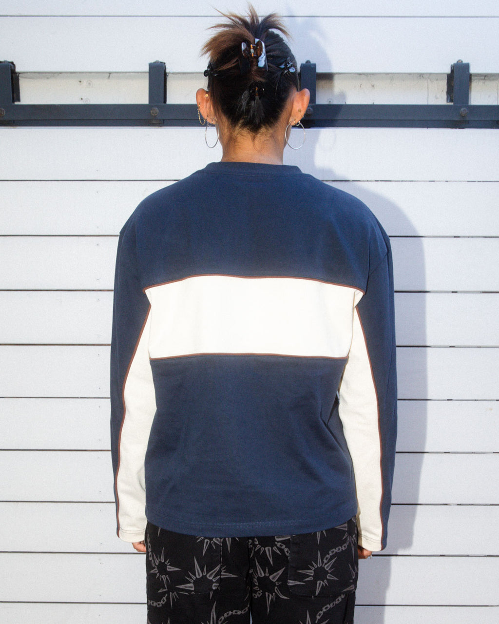 Heavyweight Paneled Long Sleeve Shirt - Navy 8