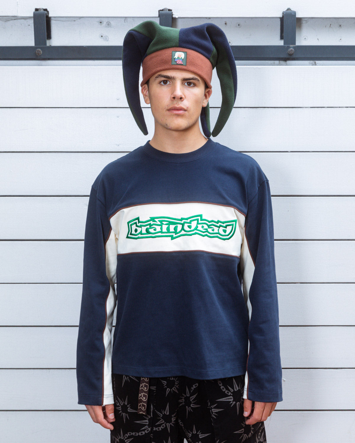 Heavyweight Paneled Long Sleeve Shirt - Navy – Brain Dead