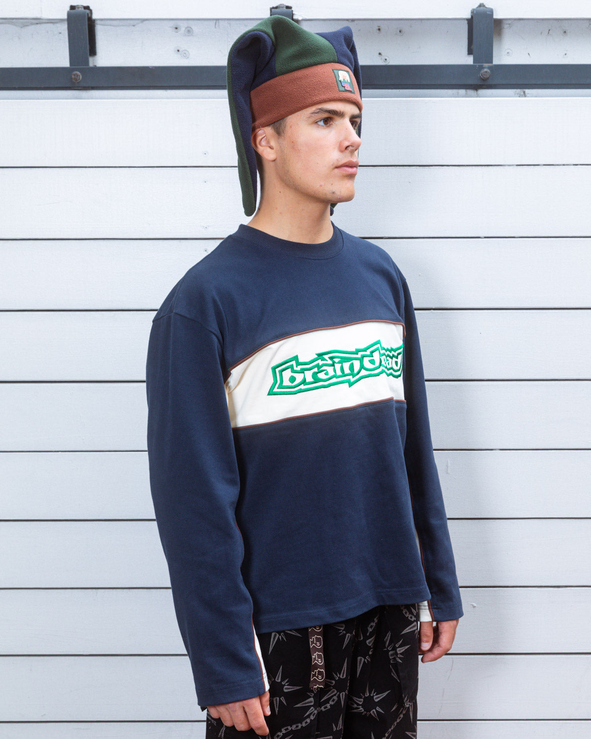 Heavyweight Paneled Long Sleeve Shirt - Navy – Brain Dead