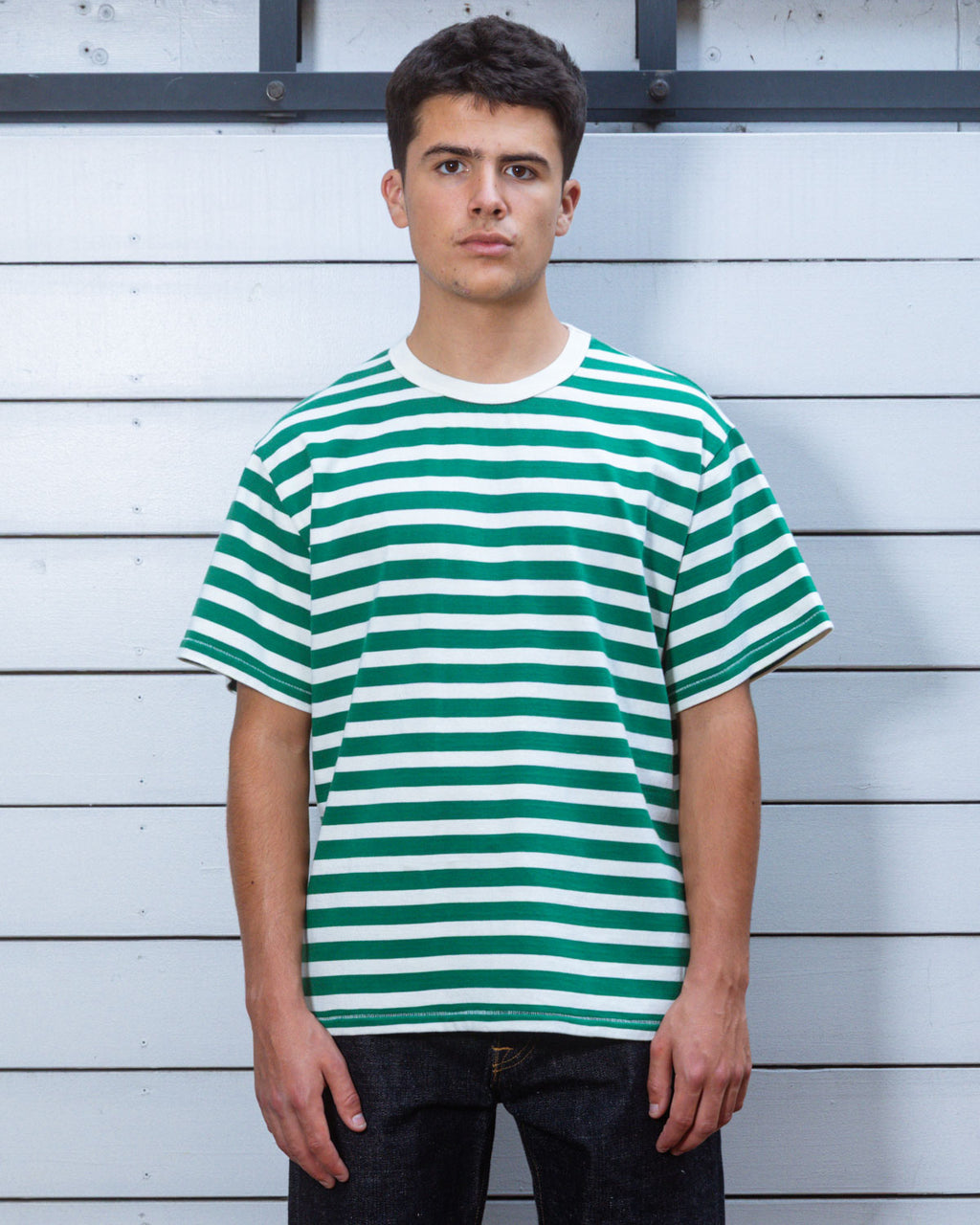 Heavyweight Stripe T-shirt - Green 2