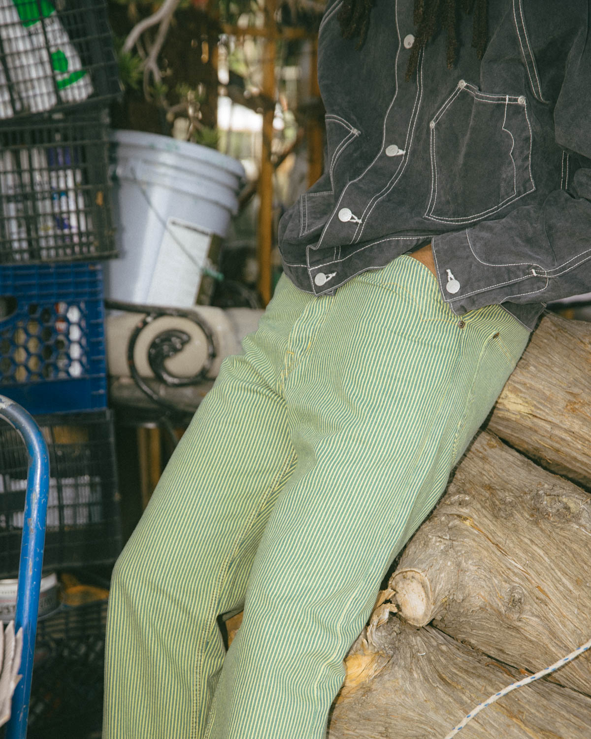 Type 00 Hickory Stripe Denim Pant - Green 4