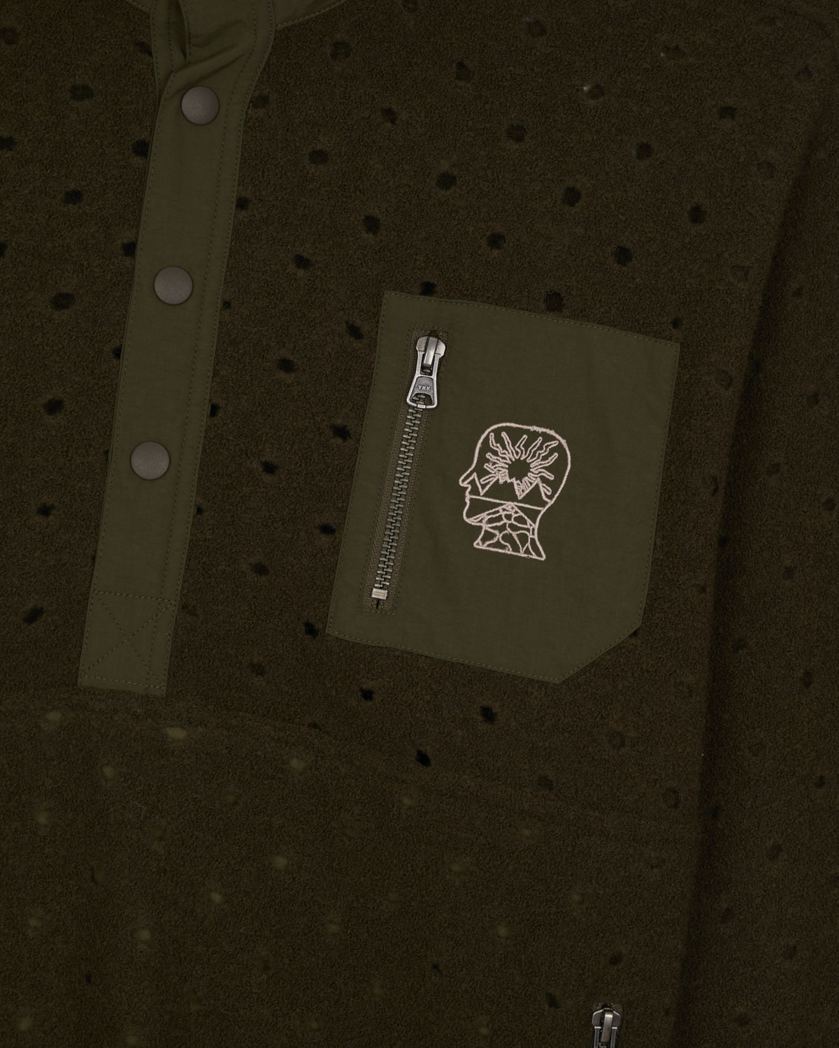 Hole Mock Neck Pullover - Olive 3