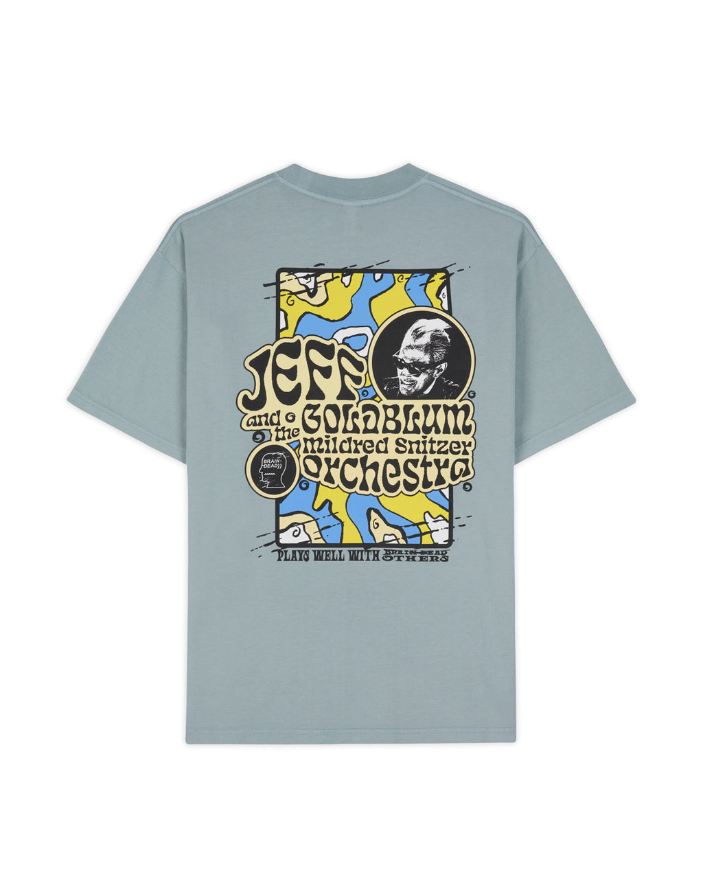 Brain Dead x Jeff Goldblum CA Tour T-shirt - Washed Blue Grey 2