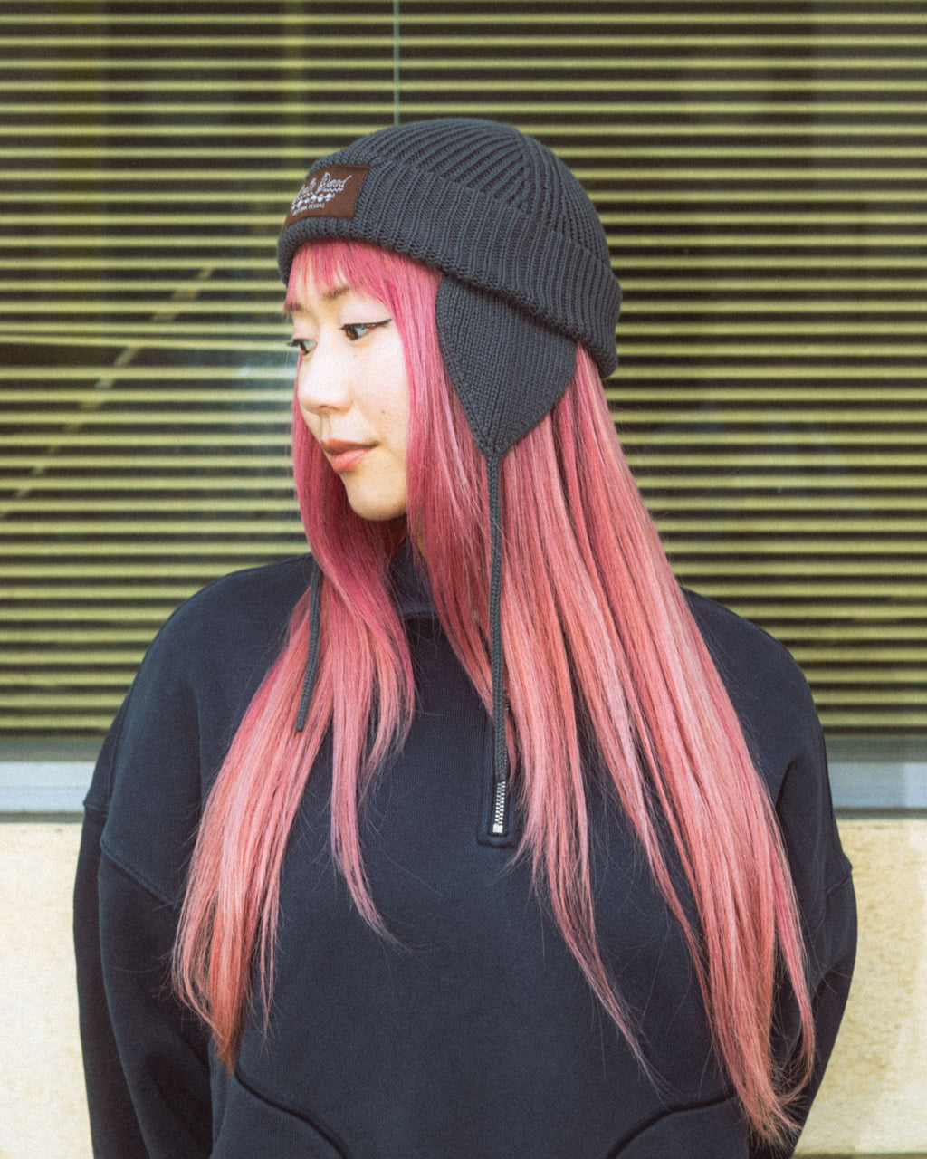 Knitted Ear Flap Beanie - Black 4