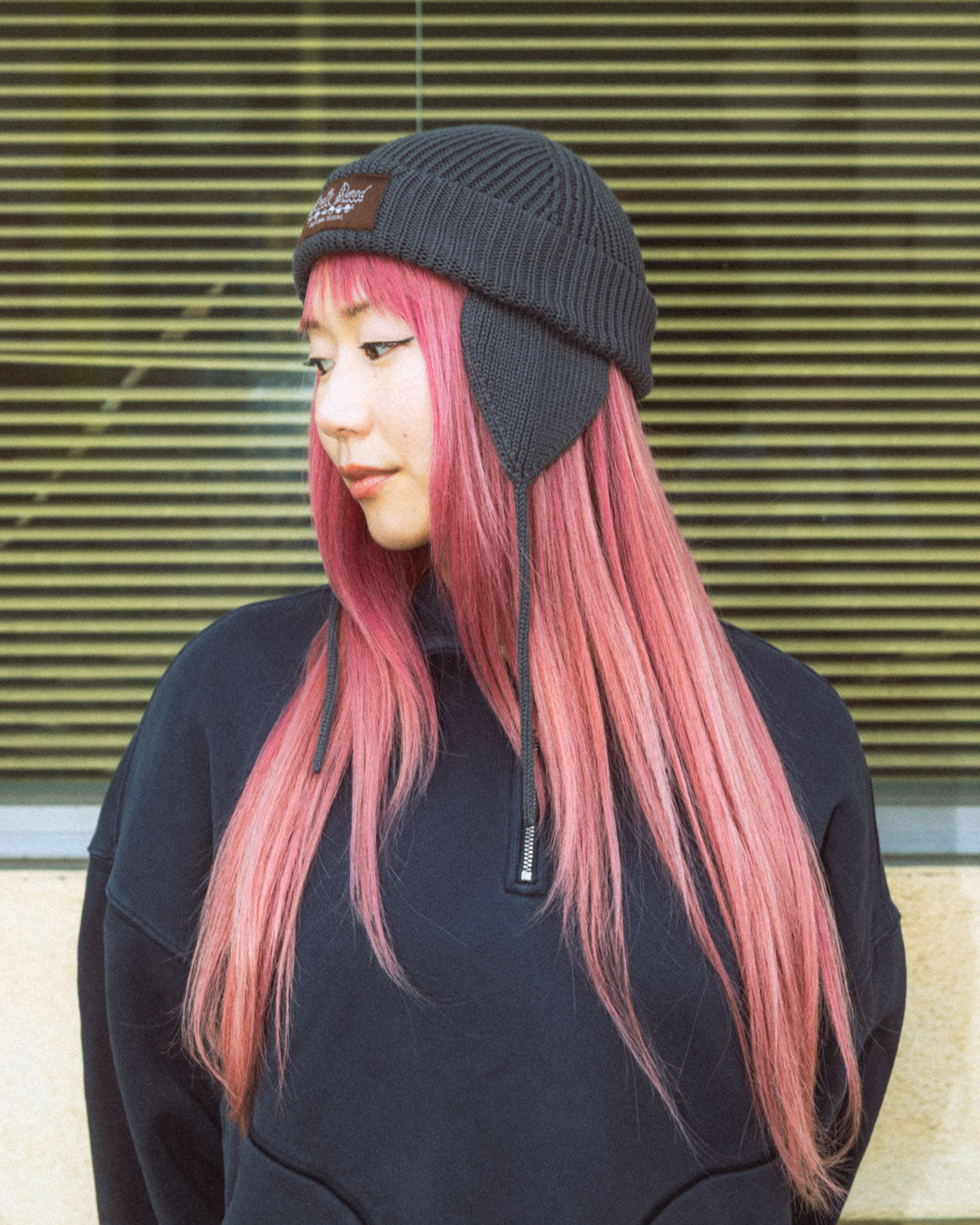 Knitted Ear Flap Beanie - Black 4