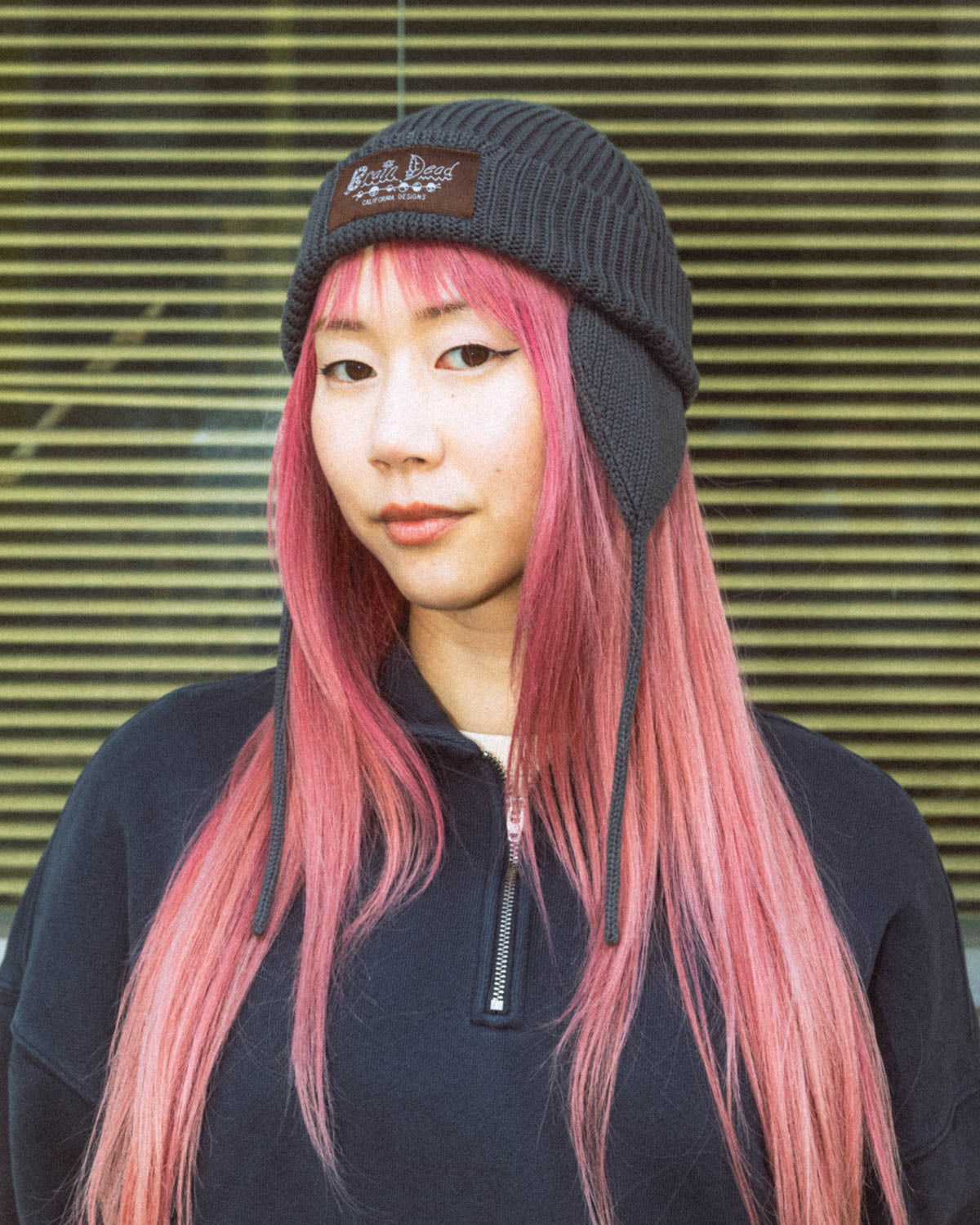 Knitted Ear Flap Beanie - Black 2