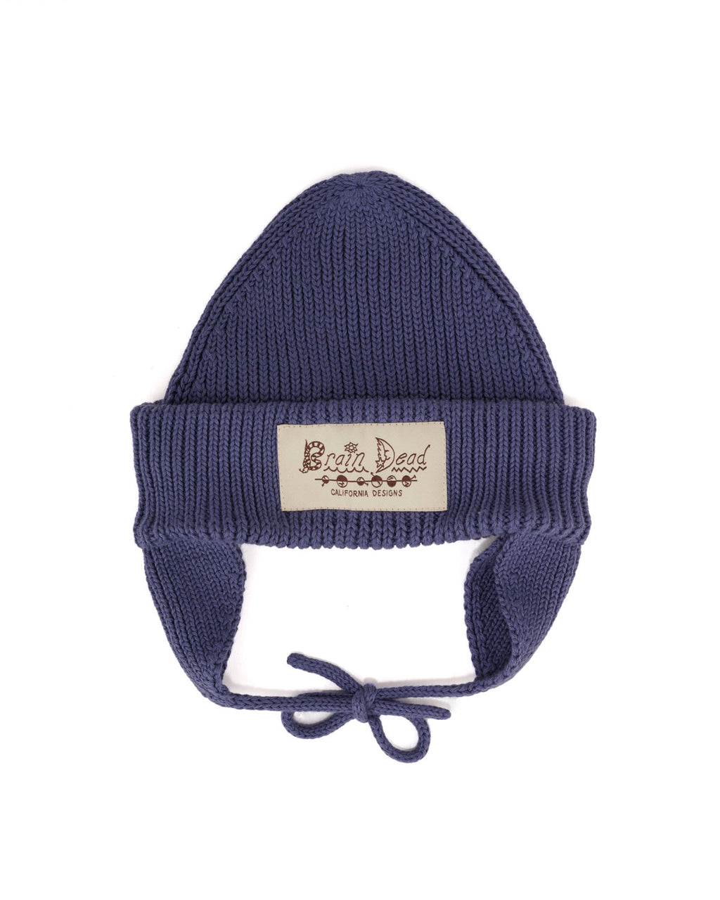Knitted Ear Flap Beanie - Blue