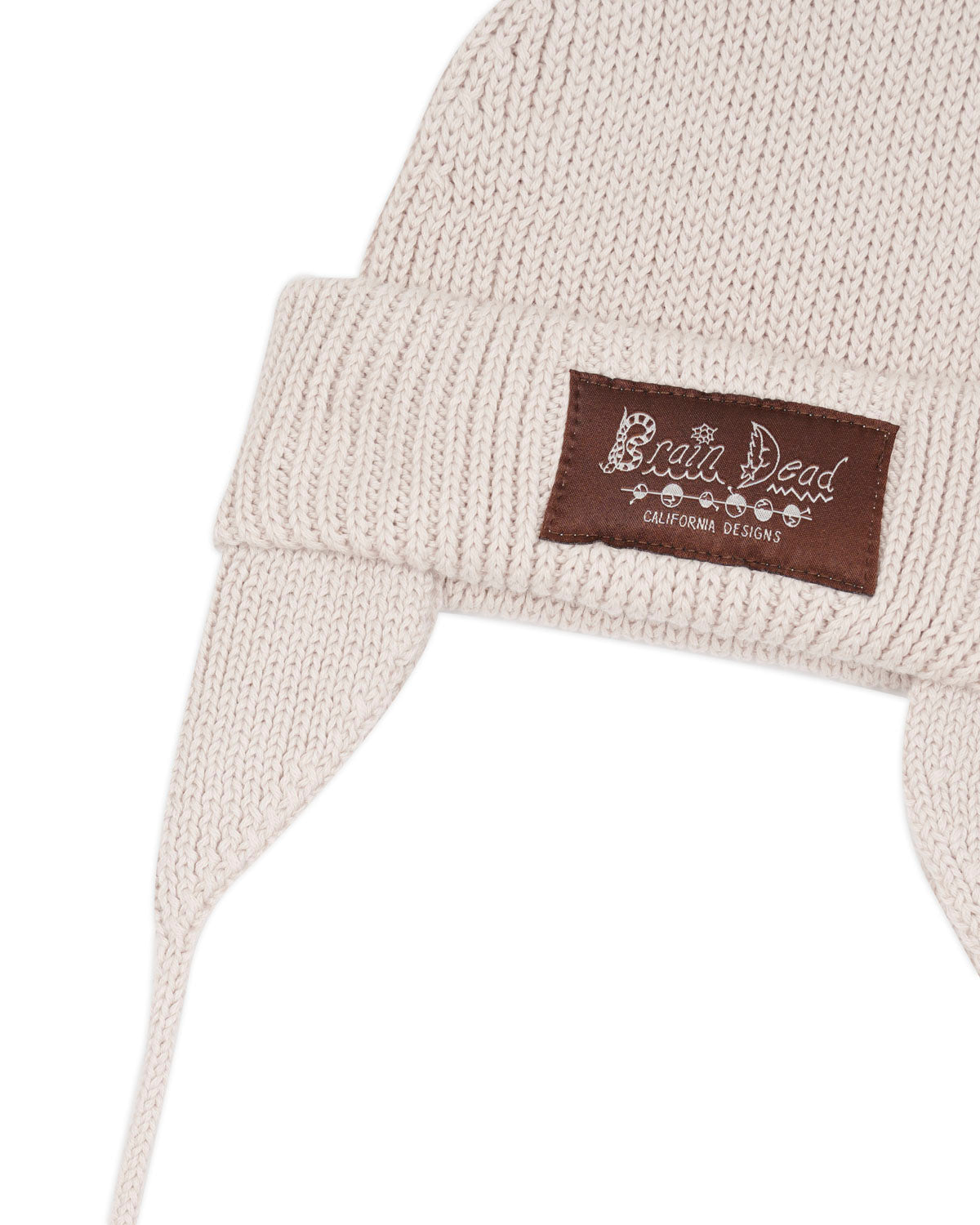 Knitted Ear Flap Beanie - Natural – Brain Dead