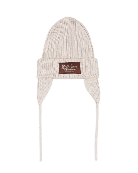 Knitted Ear Flap Beanie - Natural – Brain Dead