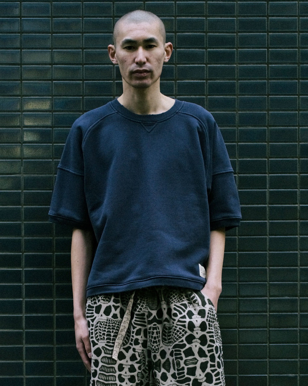 Short Sleeve Crewneck Sweatshirt - Navy 2