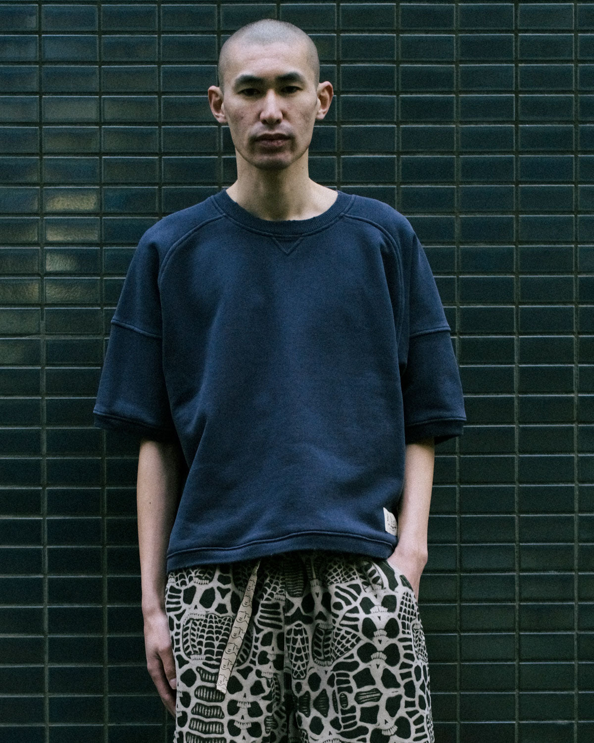 Short Sleeve Crewneck Sweatshirt - Navy 2