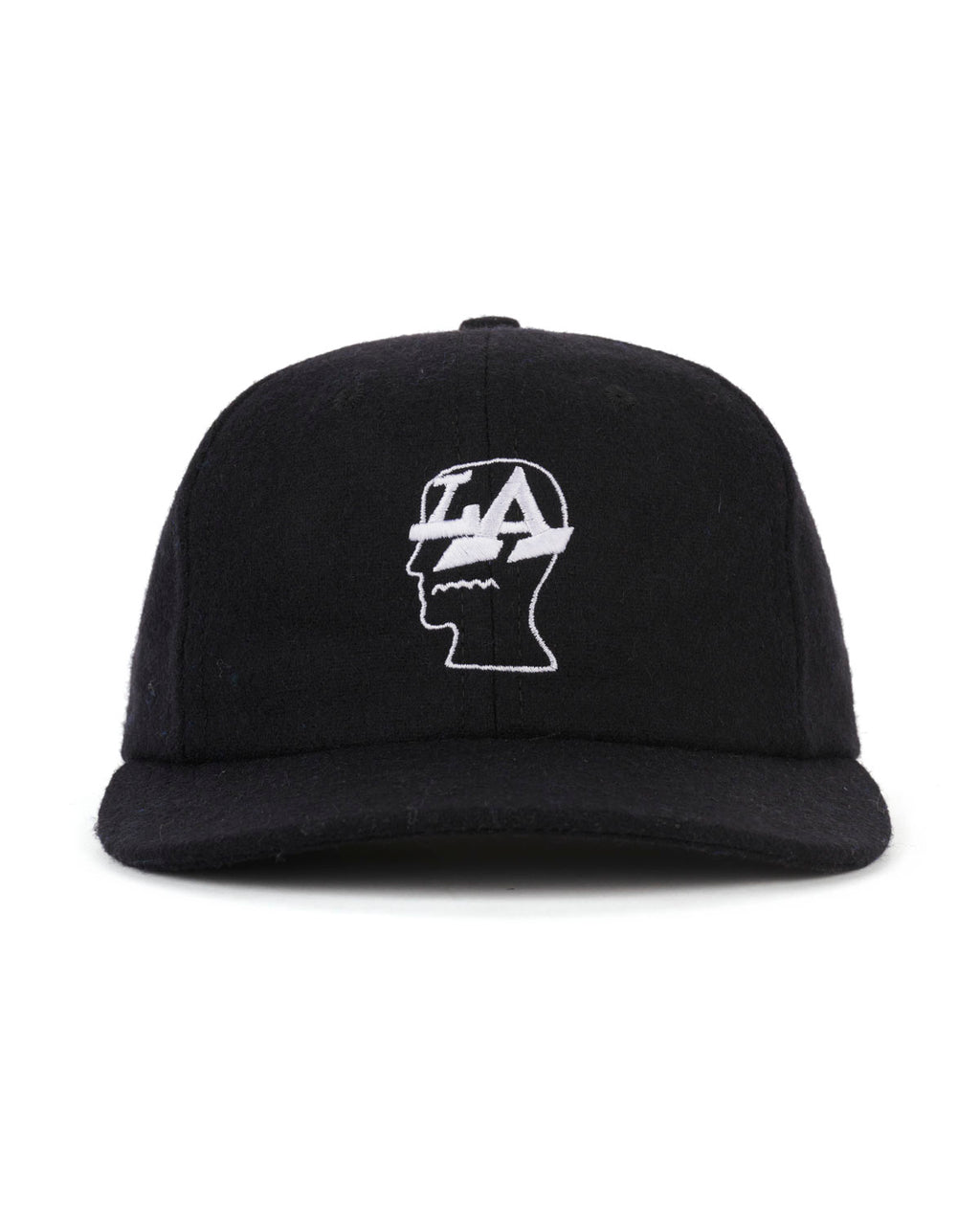 Wool Flannel LA Logo Head 6 Panel Hat - Black