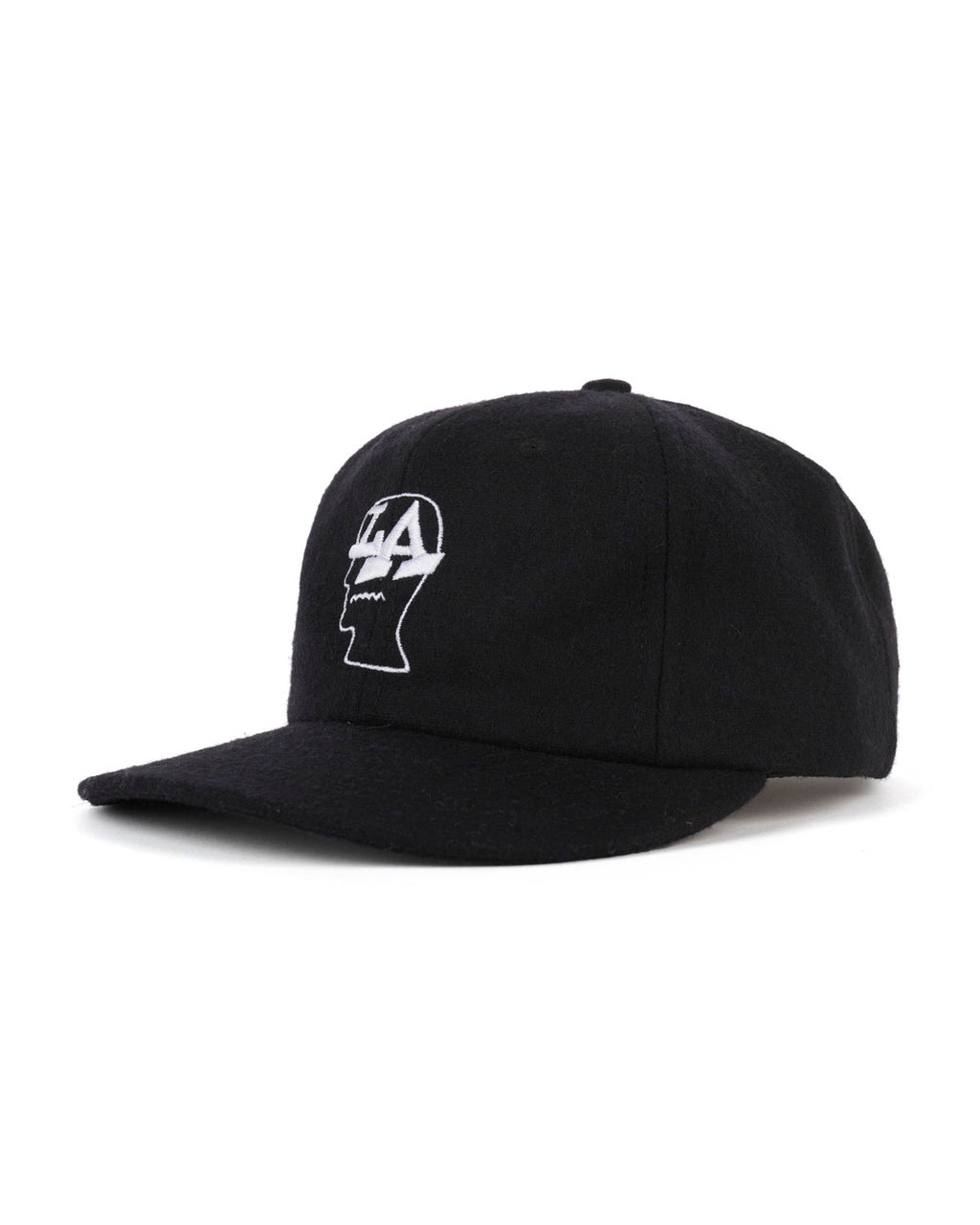 Wool Flannel LA Logo Head 6 Panel Hat - Black 3