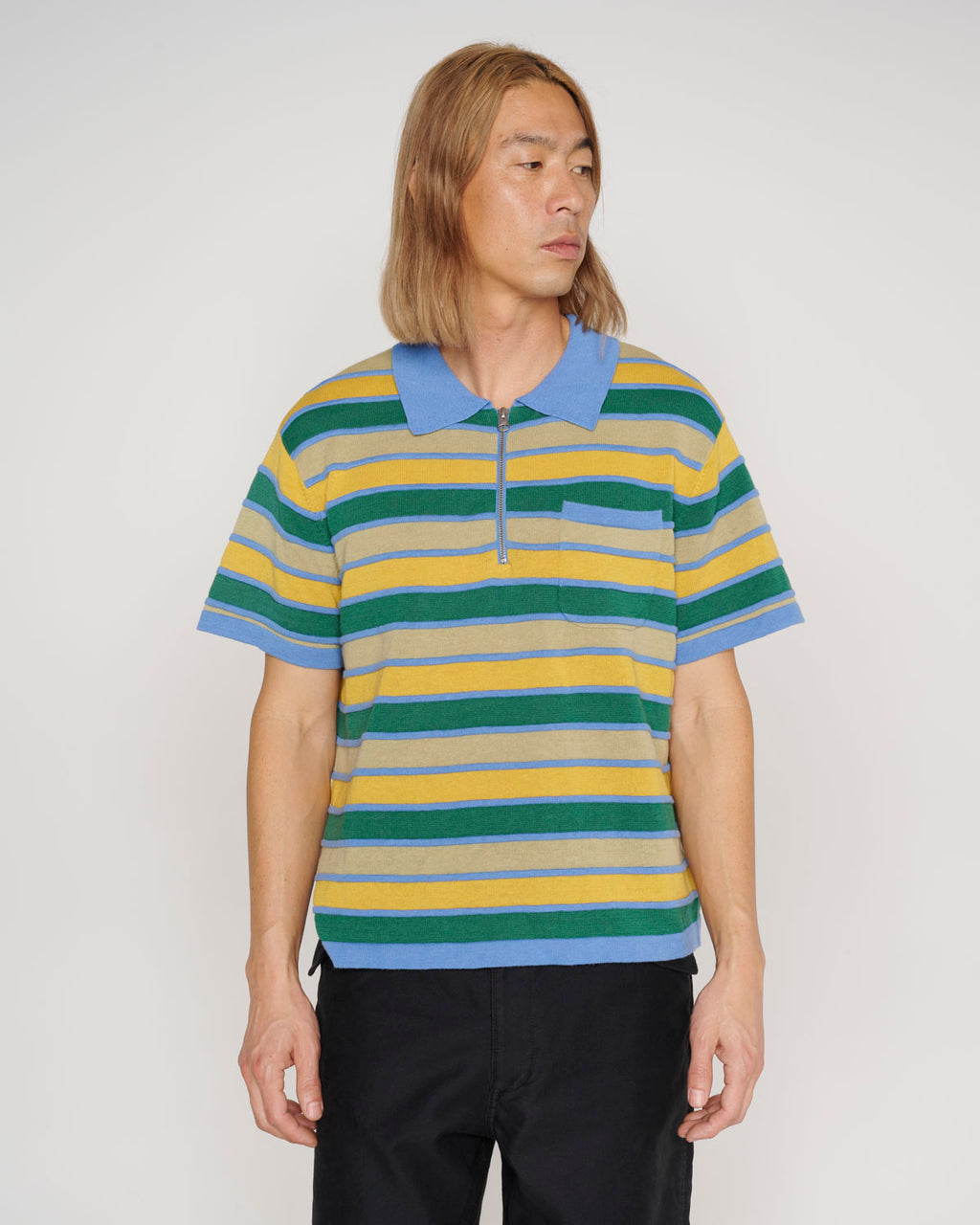 Lifted Stripe Half Zip Shirt - Yellow Multi 4