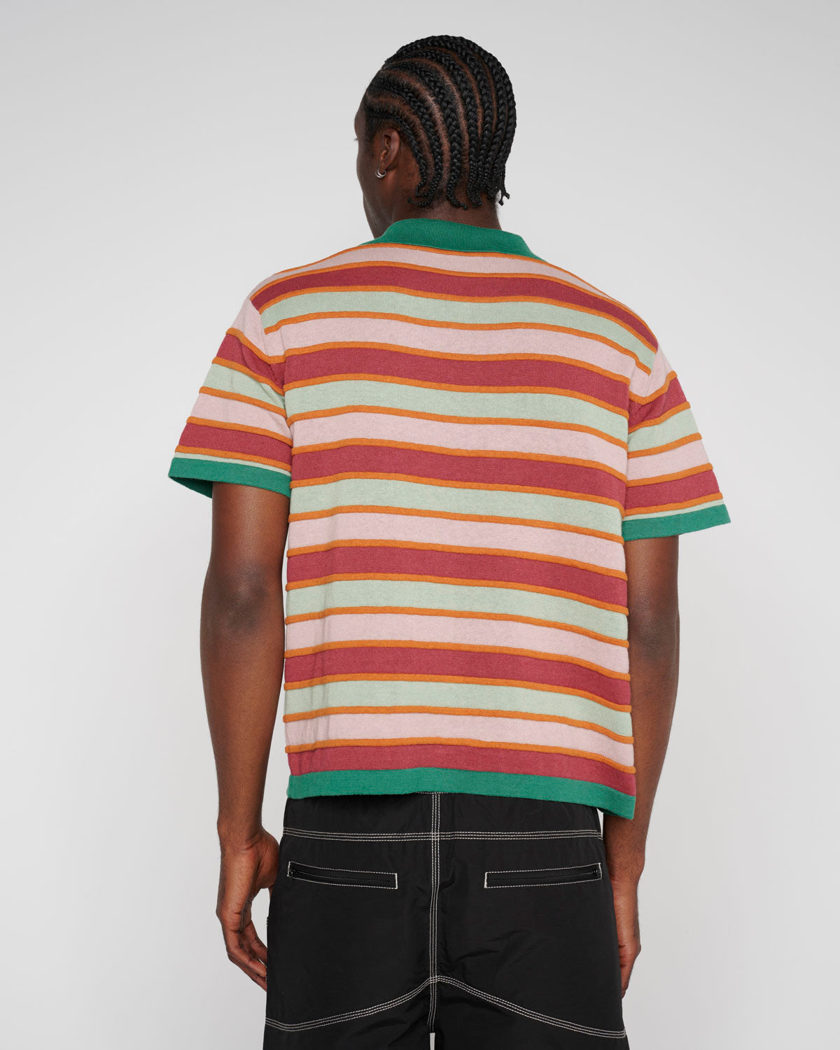 Lifted Stripe Half Zip Shirt - Red Multi 5