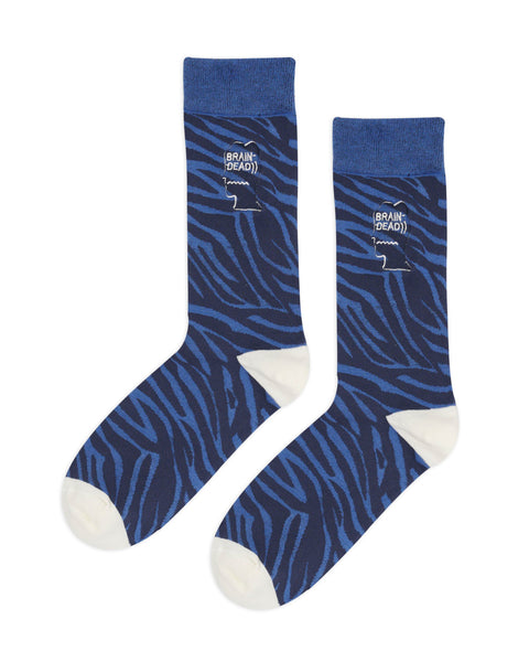 Logohead Dress Socks - Blue Zebra Brain Dead Logohead Dress Socks - Blue Zebra Brain Dead