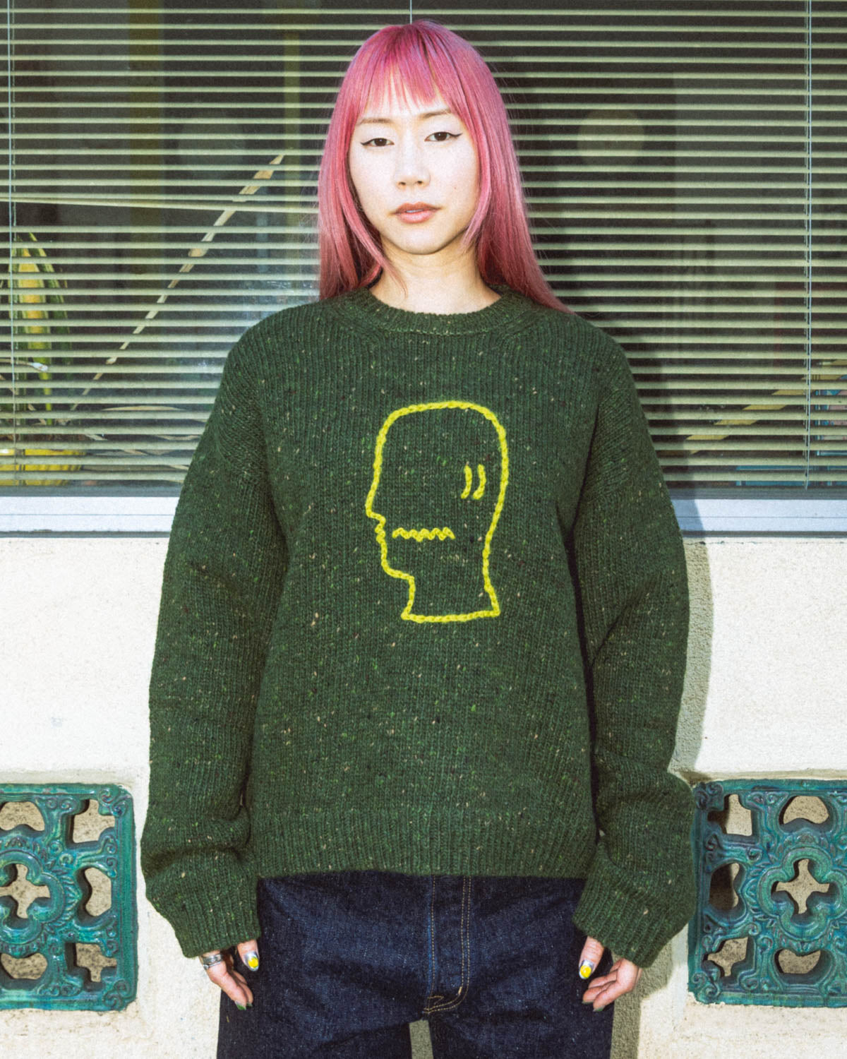 Logohead Alpaca Crewneck Sweater - Forest Green – Brain Dead