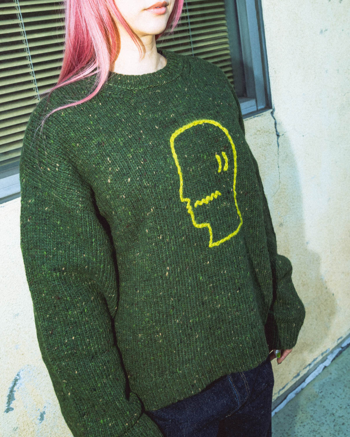 Logohead Alpaca Crewneck Sweater - Forest Green – Brain Dead