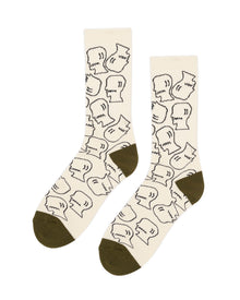 Logohead Crew Socks - Cream