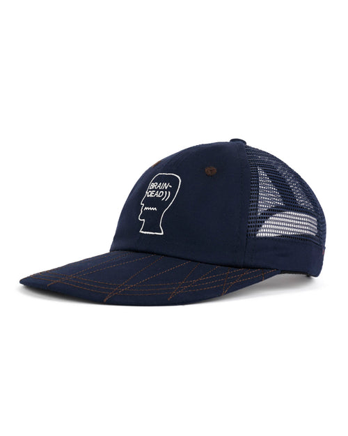 Logohead Long Brim Mesh Panel Hat - Navy 2