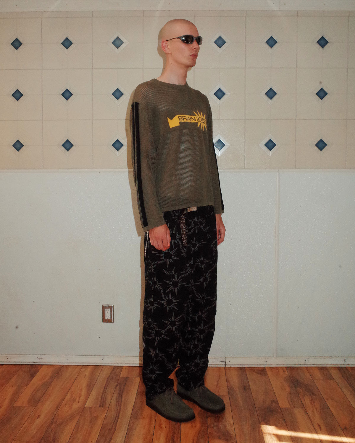 Long Sleeve Mesh Sweater - Green 6