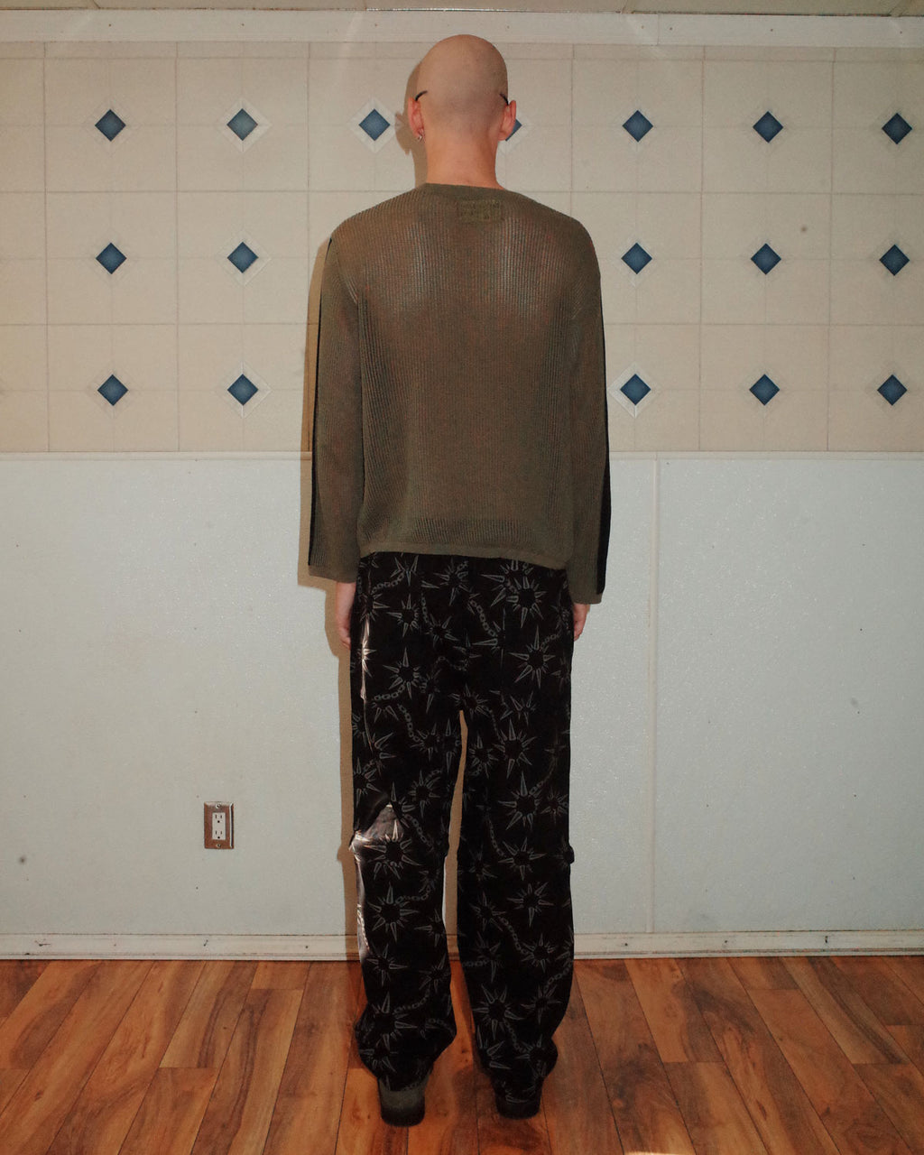 Long Sleeve Mesh Sweater - Green 7