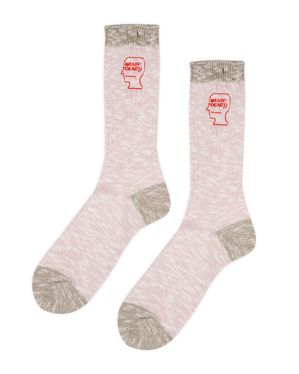 Marled Logo Head Socks - Pink 1