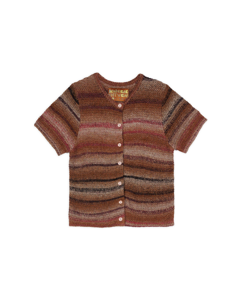 Madera Knit Short Sleeve Sweater - Brown 1