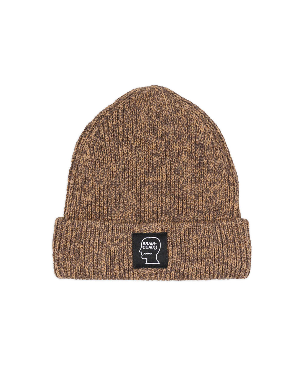 Marled Cotton Logohead Beanie - Brown