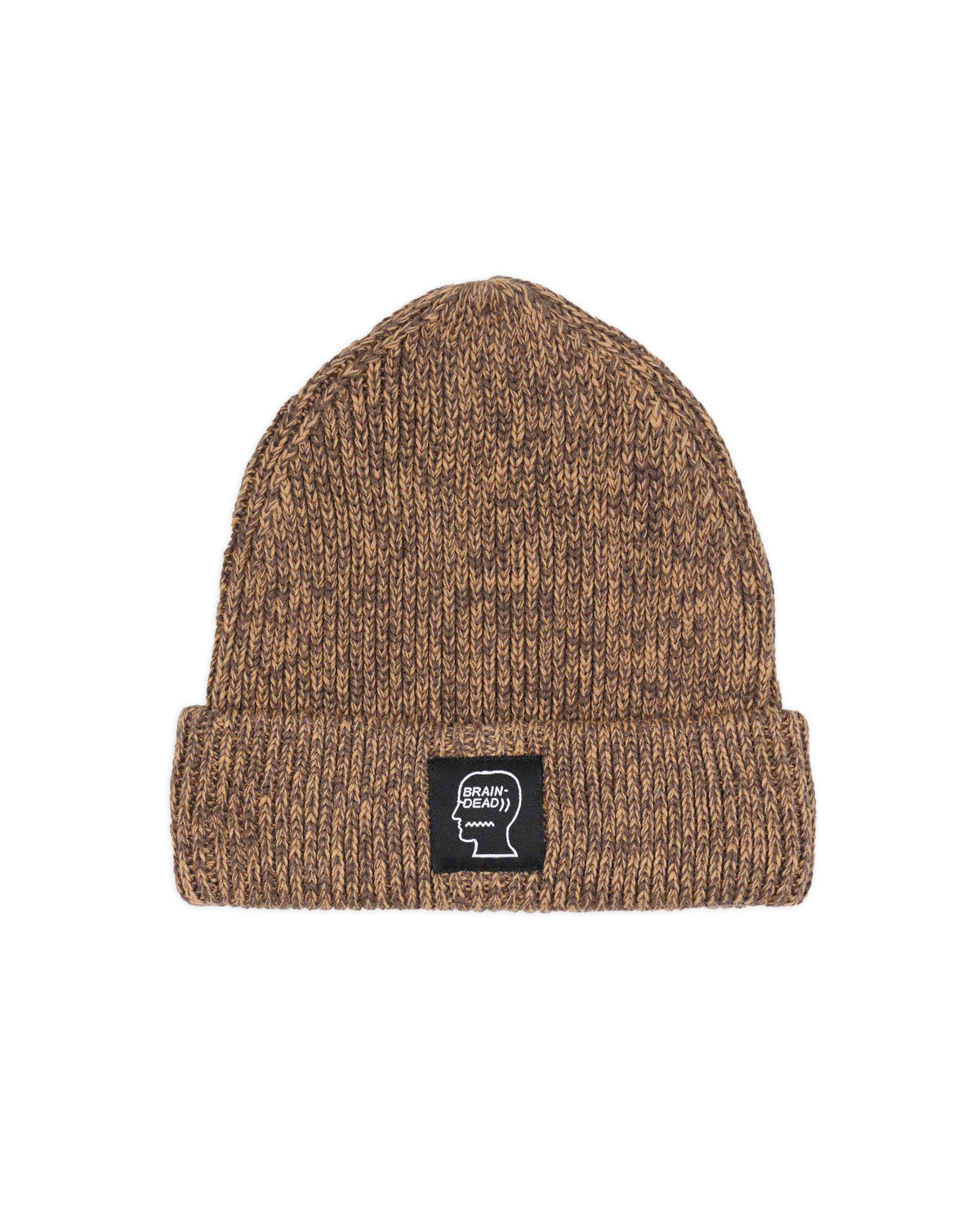 Marled Cotton Logohead Beanie - Brown 1