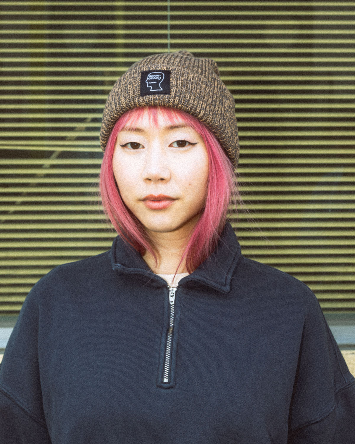 Marled Cotton Logohead Beanie - Brown 2