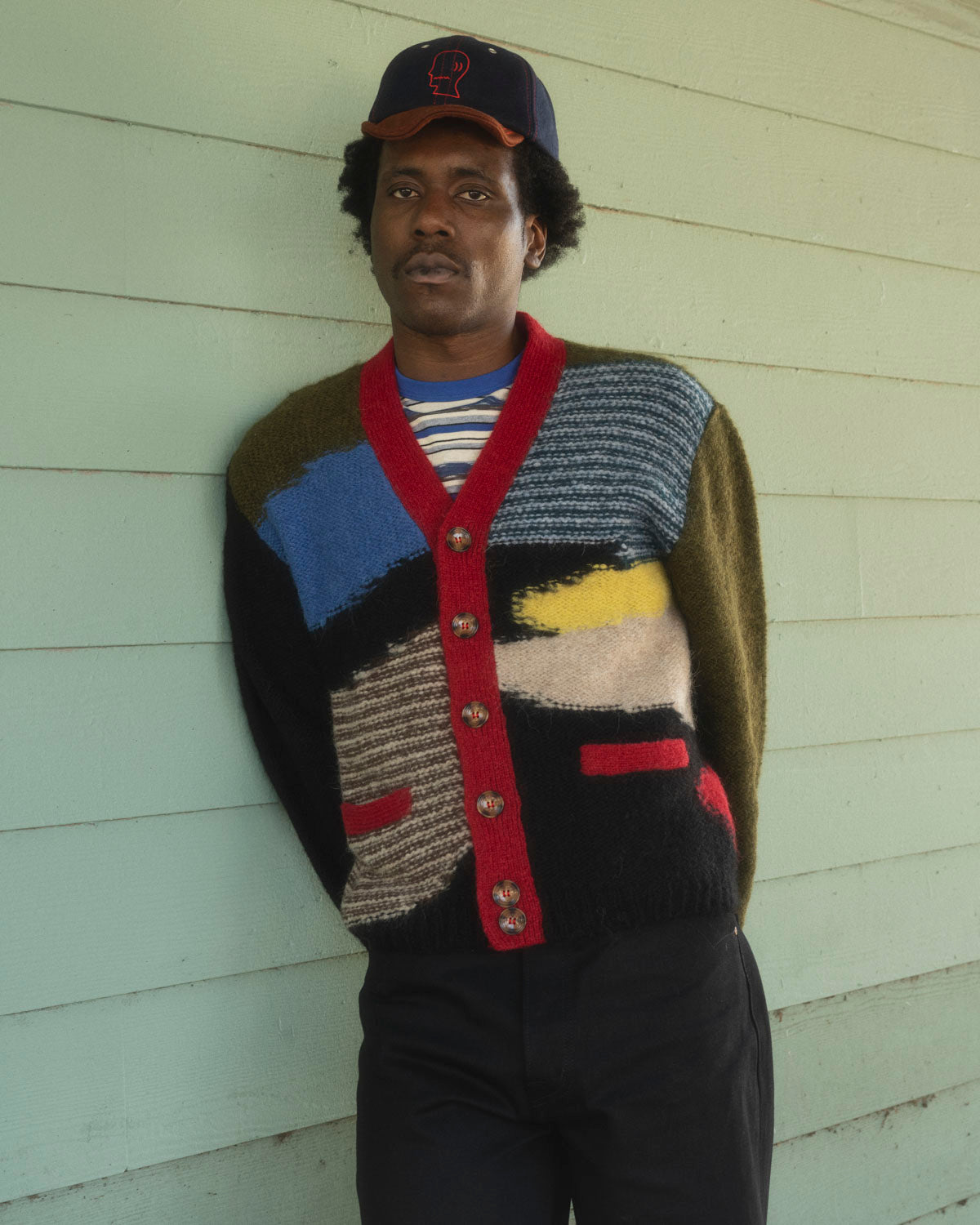 Mixed Pattern Cardigan - Olive Multi – Brain Dead