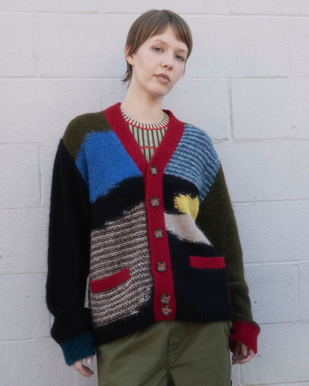 カーディガン mideal 2way mix color laceup cardigan mix color cardigan / ミックスカラーカーディガン（カーディガン