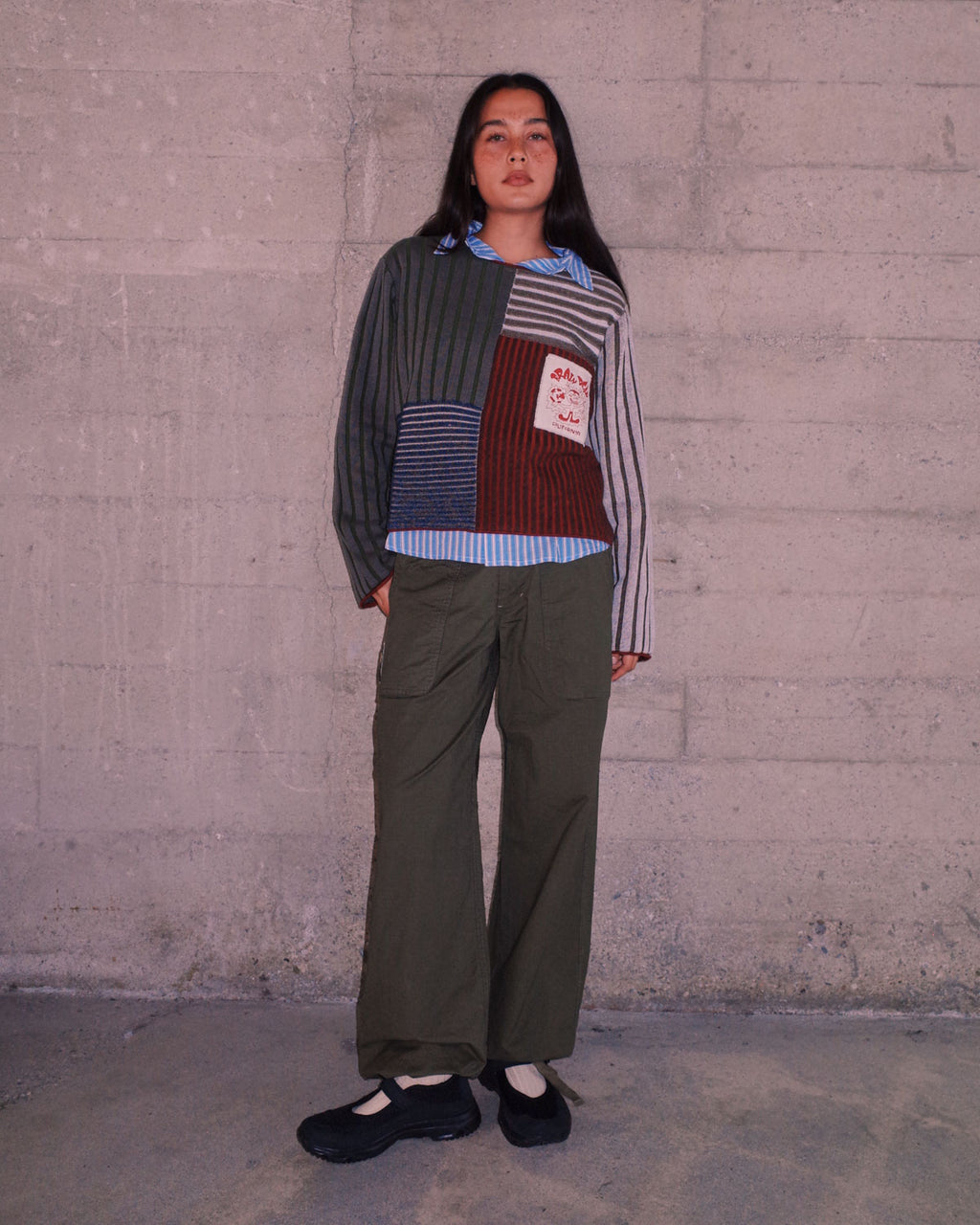 Mixed Stripe Boxy Knit Sweater - Green Multi 7