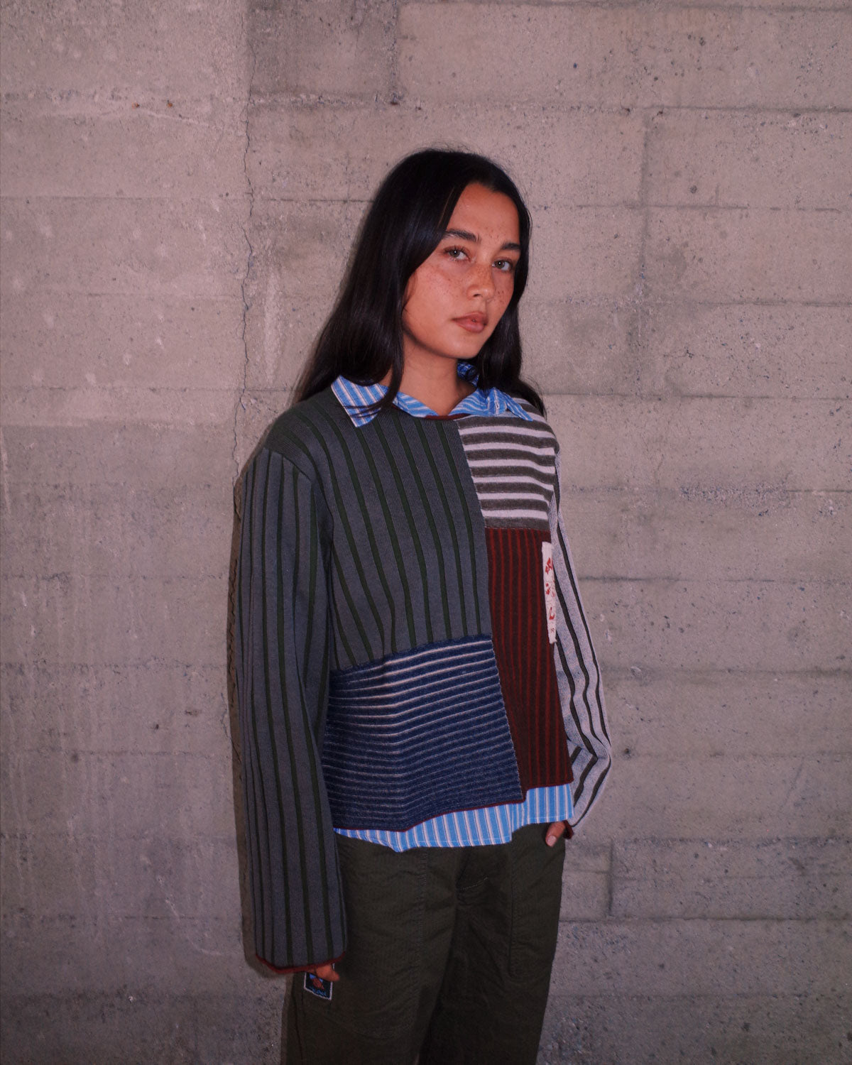 Mixed Stripe Boxy Knit Sweater - Green Multi – Brain Dead