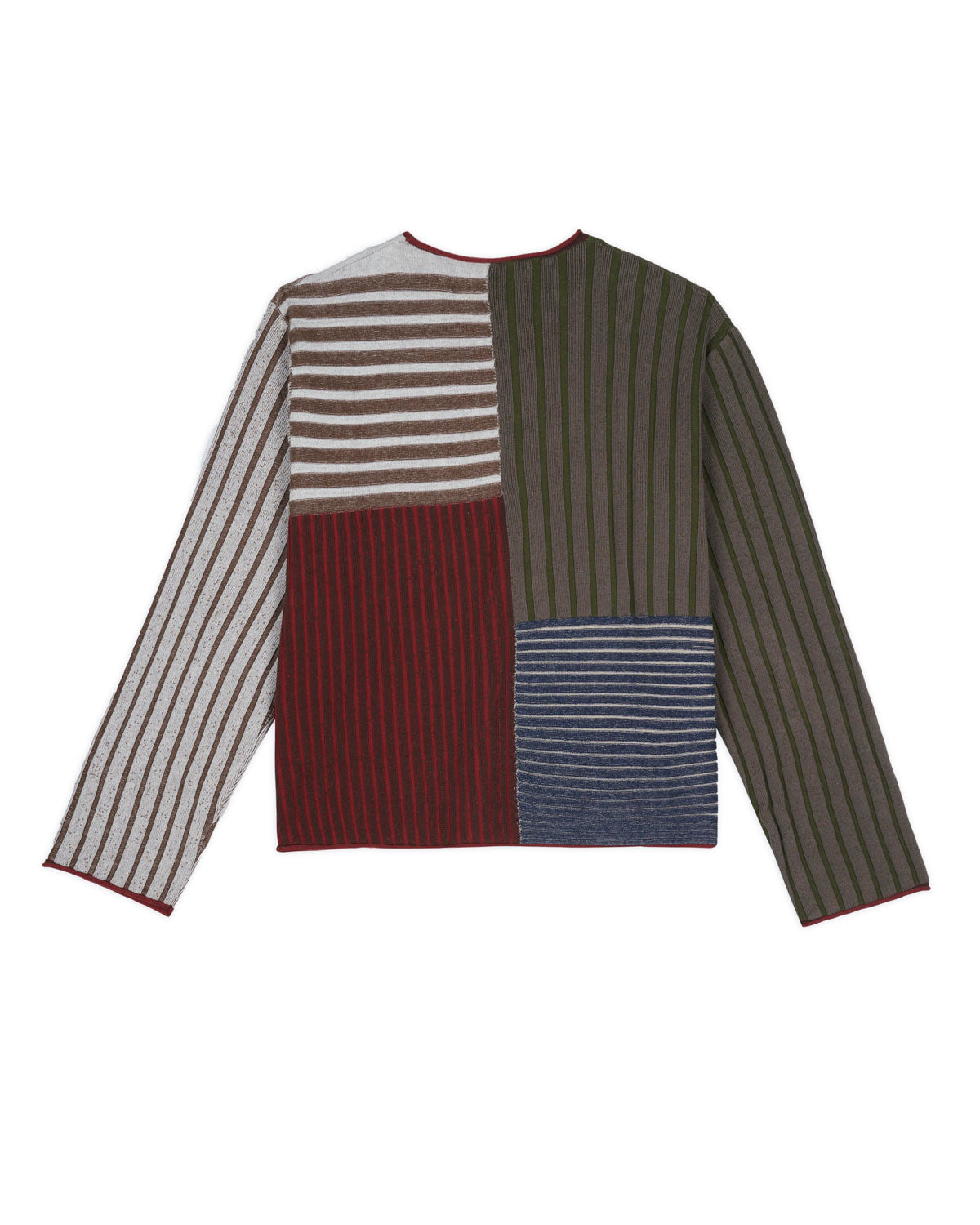 Mixed Stripe Boxy Knit Sweater - Green Multi 4