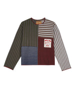 Mixed Stripe Boxy Knit Sweater - Green Multi 1
