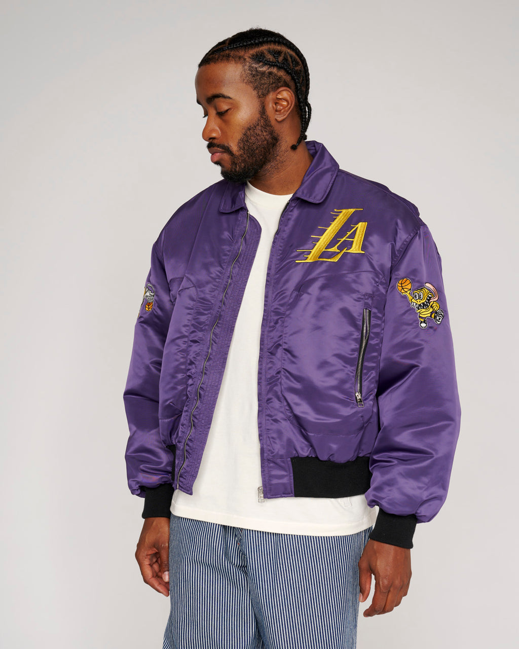Brain Dead x NBA Los Angeles Lakers Flight Jacket - Purple 7