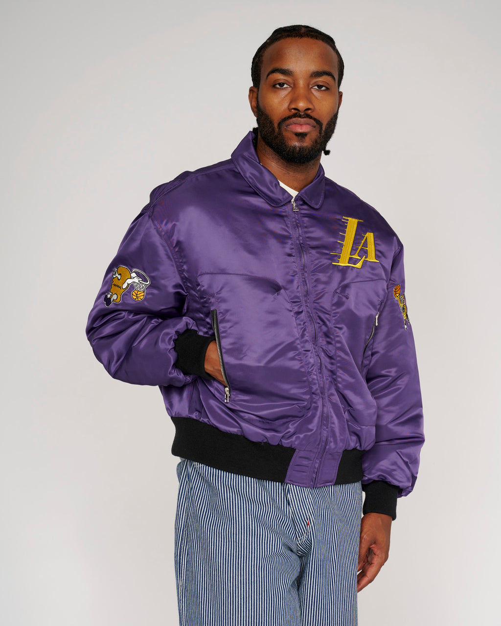 Brain Dead x NBA Los Angeles Lakers Flight Jacket - Purple 5