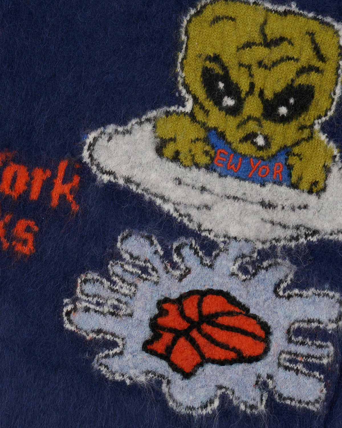 Brain Dead x NBA New York Knicks Alpaca Sweater - Navy 3