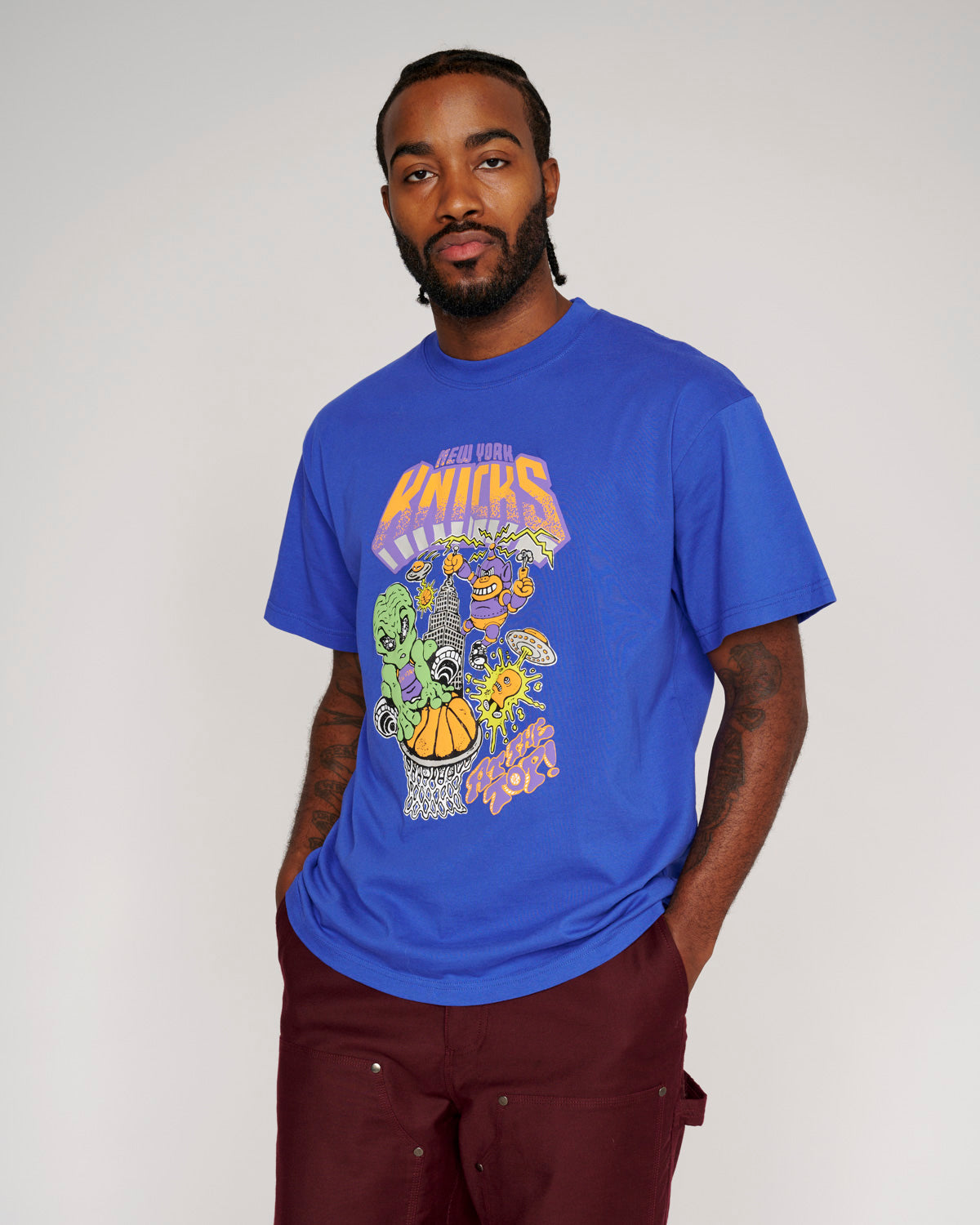 Brain Dead x NBA New York Knicks T-shirt - Blue 4