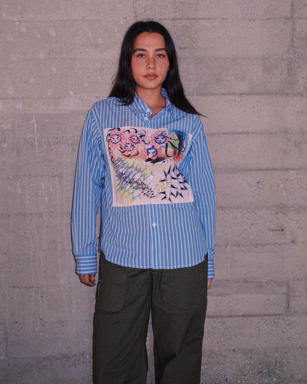 Omer Striped Oxford Button Up Shirt - Blue 6