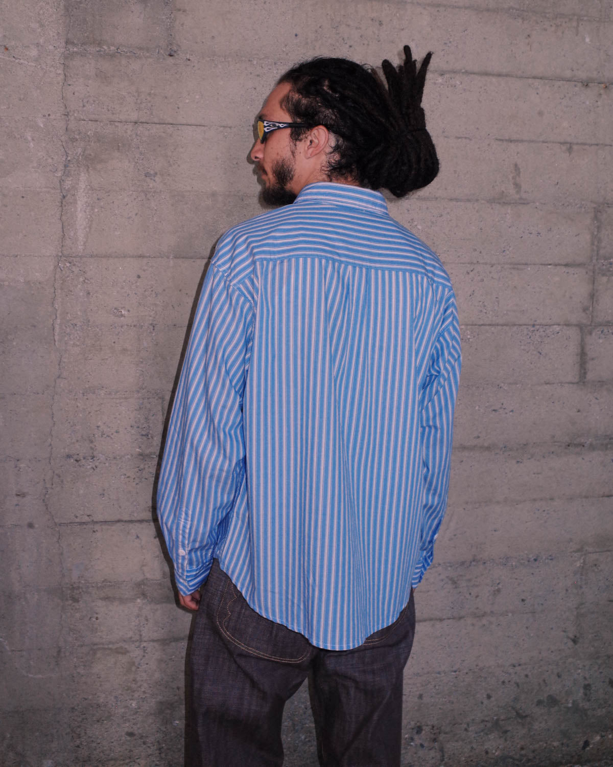 Omer Striped Oxford Button Up Shirt - Blue 5