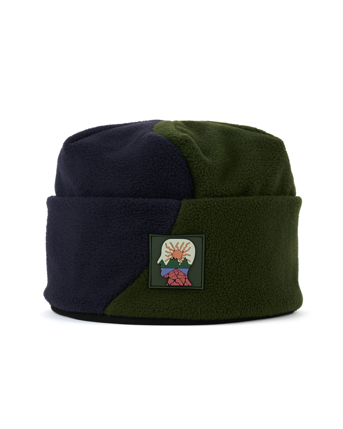 Organic Panel Polar Fleece Beanie - Navy/Olive 1