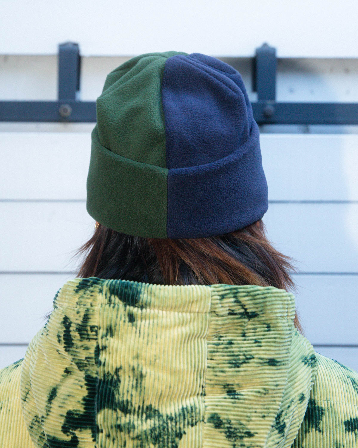 Organic Panel Polar Fleece Beanie - Navy/Olive – Brain Dead